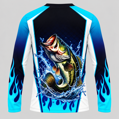 Personalized Bass Fishing Shirt for Men – UPF Long Sleeve Fishing Jersey