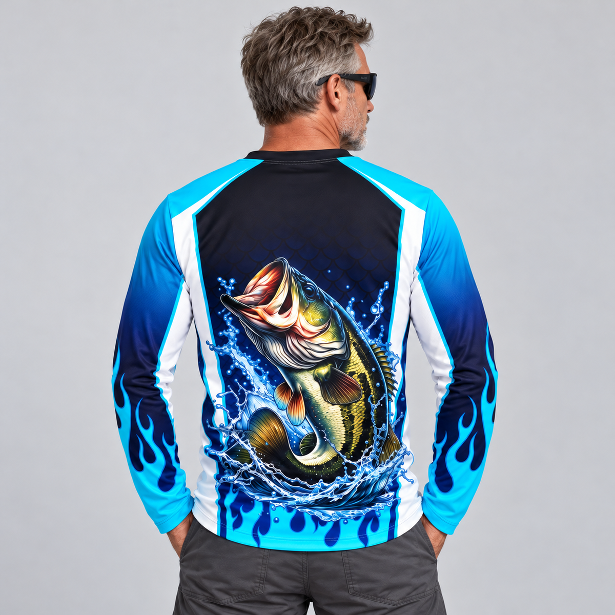 Personalized Bass Fishing Shirt for Men – UPF Long Sleeve Fishing Jersey