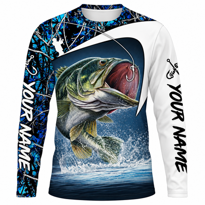 Custom Fishing Jersey with Name – Largemouth Bass Long Sleeve Shirt