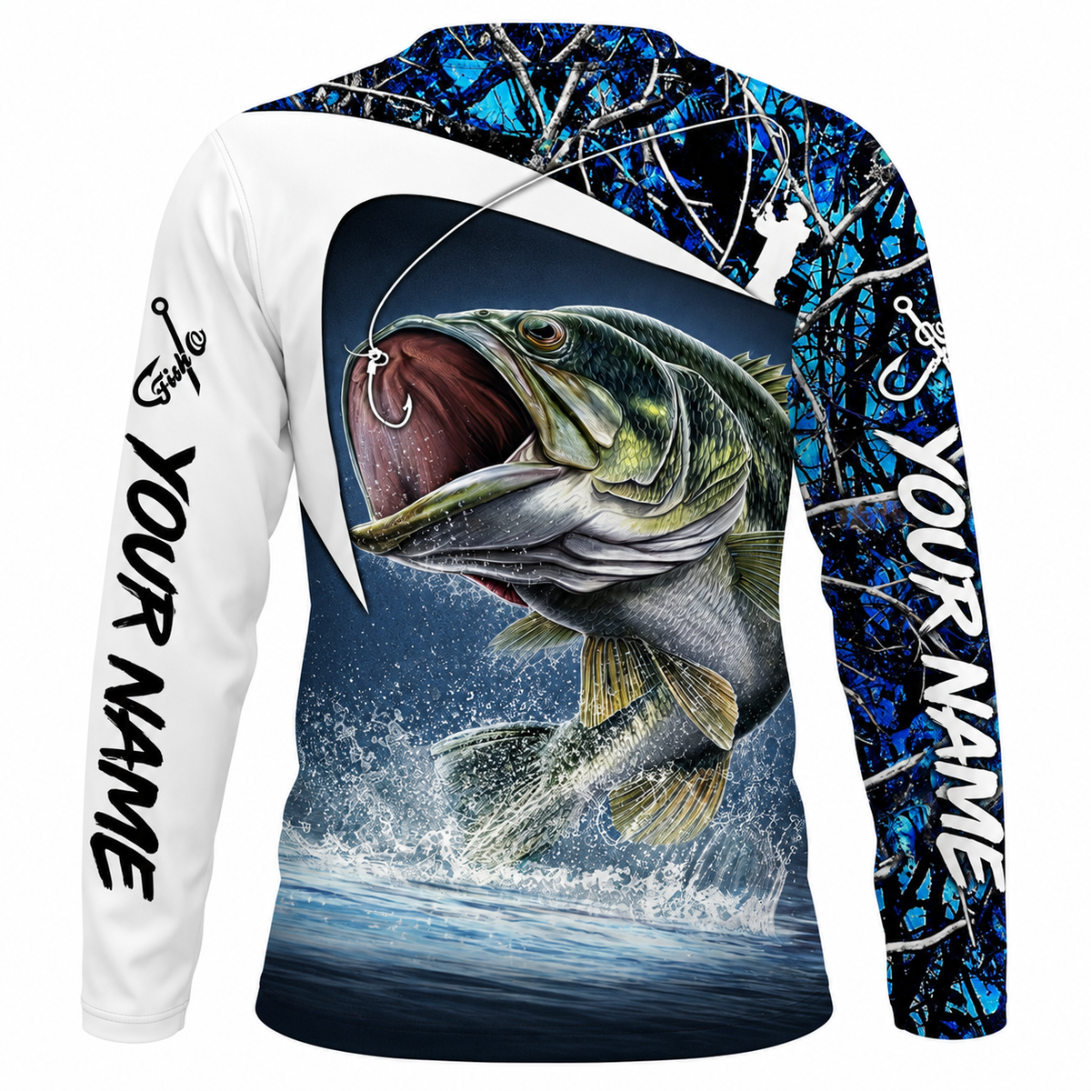 Custom Fishing Jersey with Name – Largemouth Bass Long Sleeve Shirt