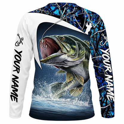 Custom Fishing Jersey with Name – Largemouth Bass Long Sleeve Shirt