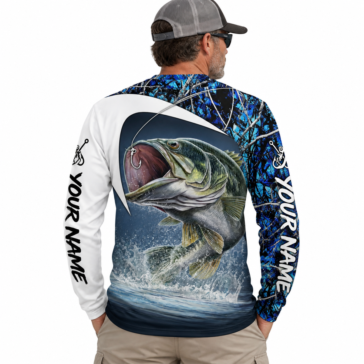 Custom Fishing Jersey with Name – Largemouth Bass Long Sleeve Shirt