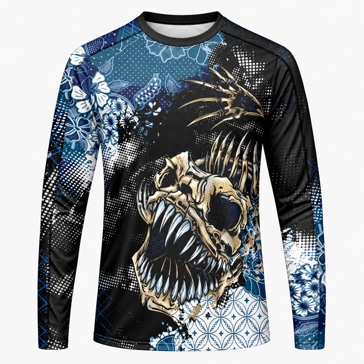 Skeleton Fish Fishing Shirt – Long Sleeve Performance Jersey for Men