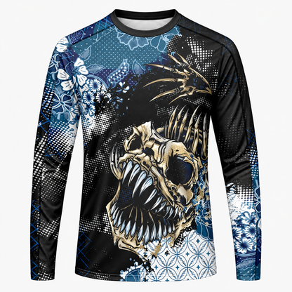Skeleton Fish Fishing Shirt – Long Sleeve Performance Jersey for Men