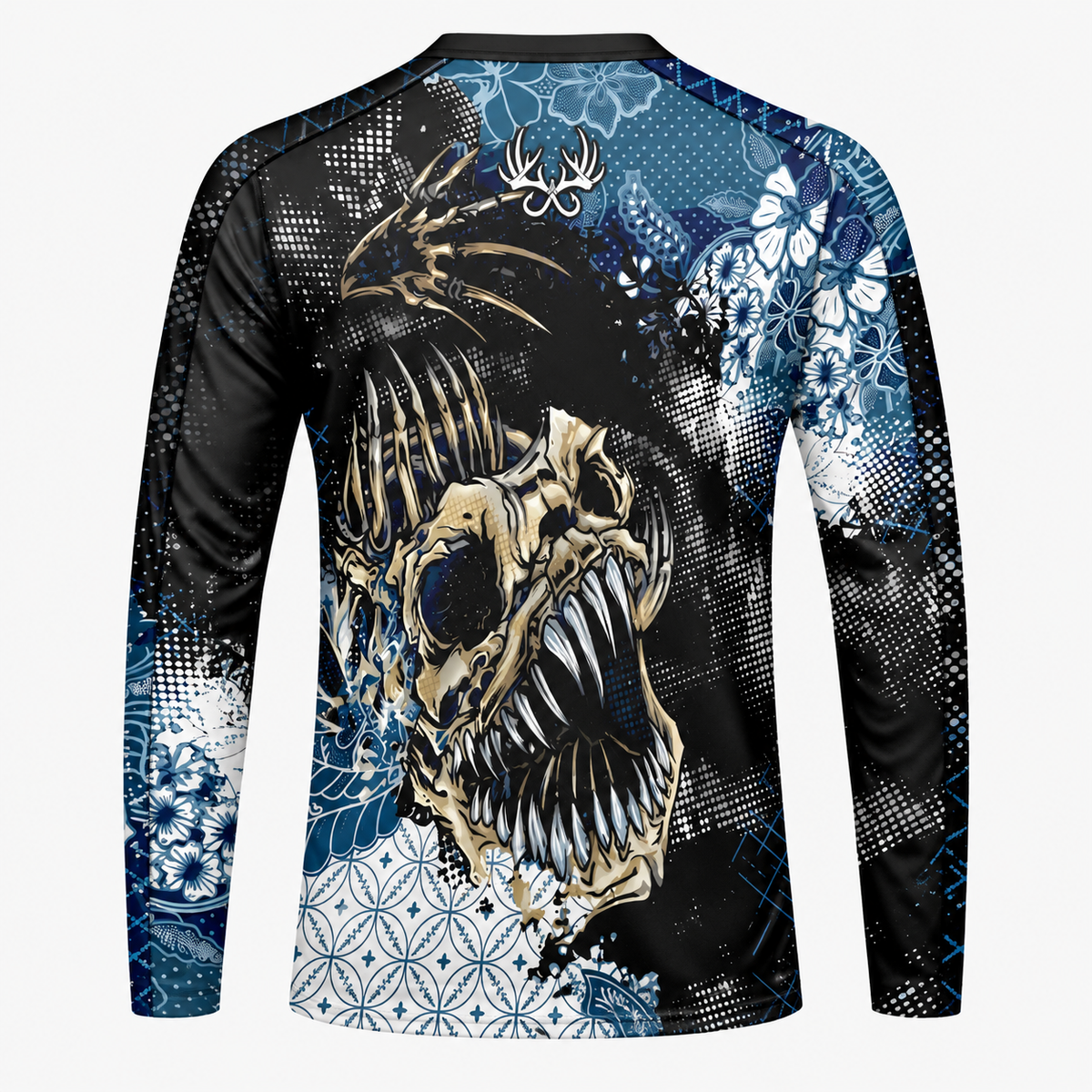 Skeleton Fish Fishing Shirt – Long Sleeve Performance Jersey for Men