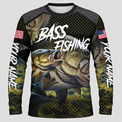 Bass Fishing Graphic Long Sleeve Shirt – Custom Angler Jersey