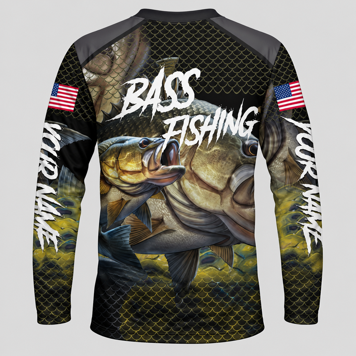 Bass Fishing Graphic Long Sleeve Shirt – Custom Angler Jersey