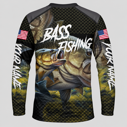 Bass Fishing Graphic Long Sleeve Shirt – Custom Angler Jersey