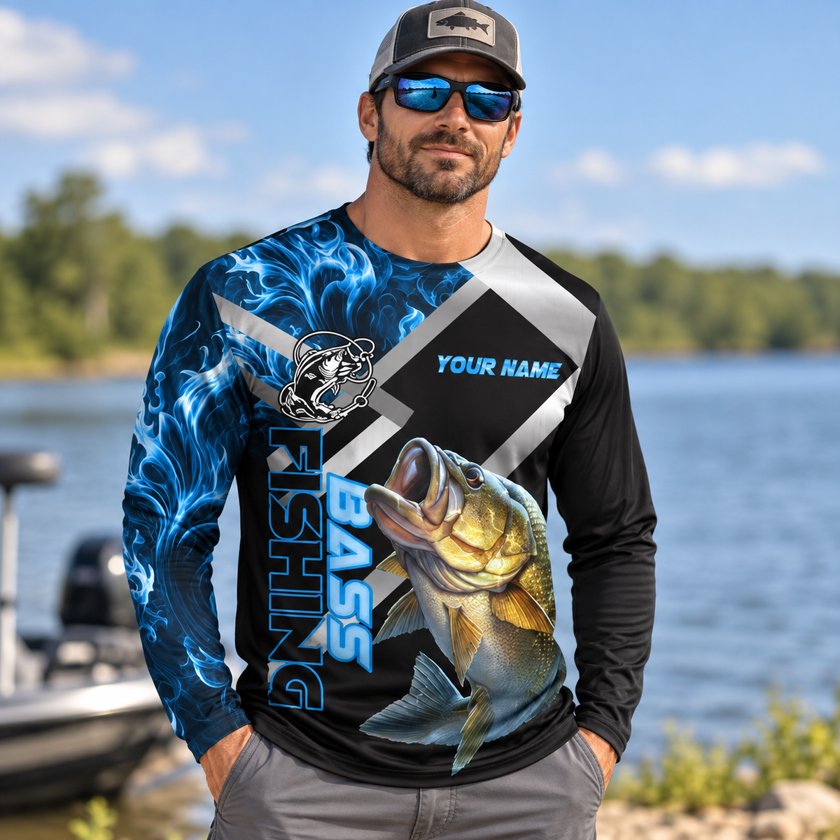 Custom Bass Fishing Shirt – Personalized Long Sleeve Angler Jersey