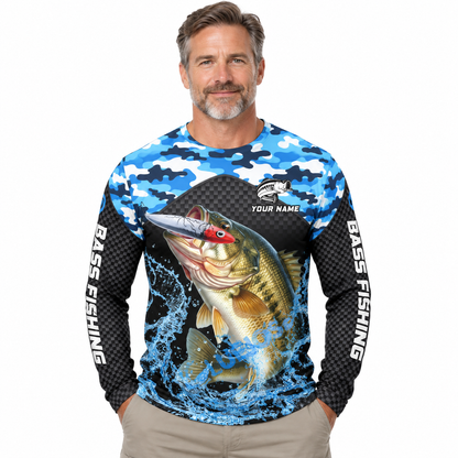 Personalized Fishing Jersey for Men – Bass Long Sleeve Shirt