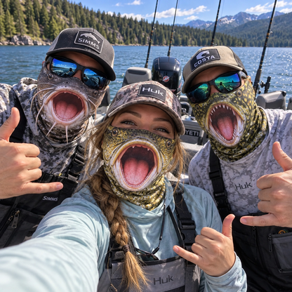 Funny Fish Face Fishing Neck Gaiter – Realistic 3D Fish Mask for Anglers