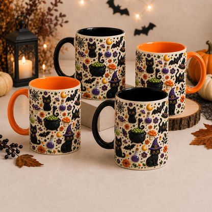 Halloween Black Cat 3D Mug, Cute Spooky Coffee Cup
