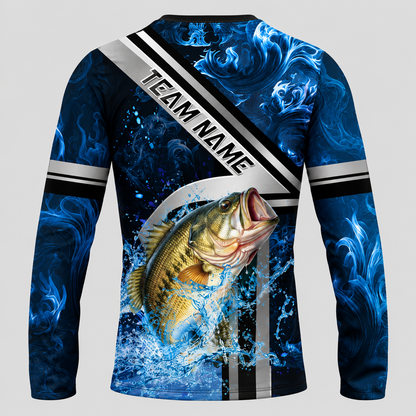 Custom Name Bass Fishing Power UPF Long Sleeve 3D Shirts