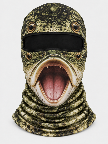 Funny Fish Face Fishing Neck Gaiter – Realistic 3D Fish Mask for Anglers