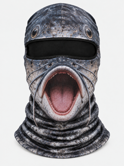 Funny Fish Face Fishing Neck Gaiter – Realistic 3D Fish Mask for Anglers