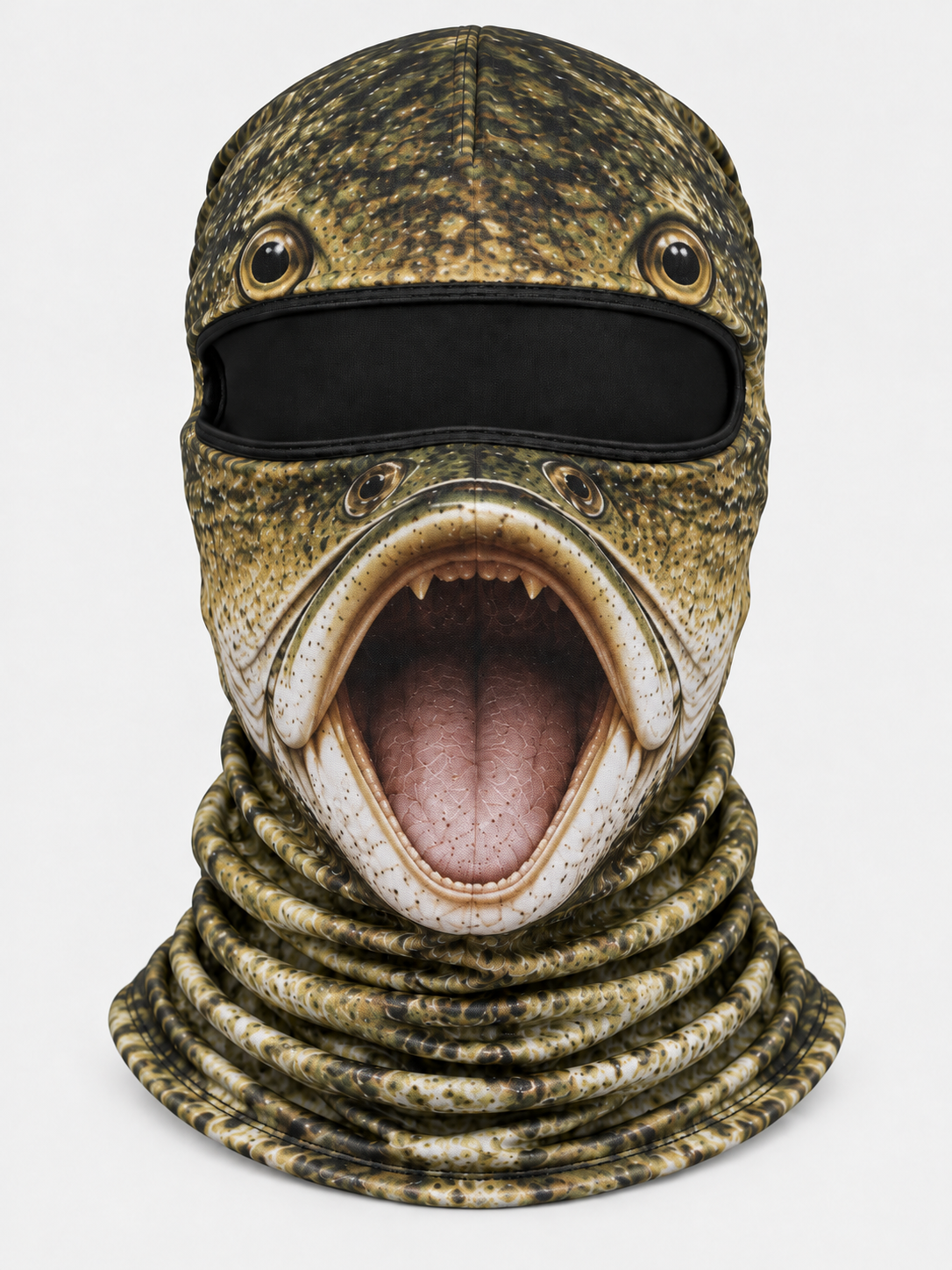 Funny Fish Face Fishing Neck Gaiter – Realistic 3D Fish Mask for Anglers