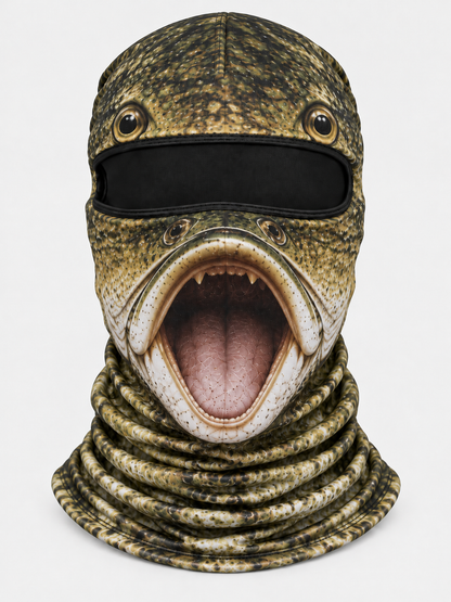 Funny Fish Face Fishing Neck Gaiter – Realistic 3D Fish Mask for Anglers