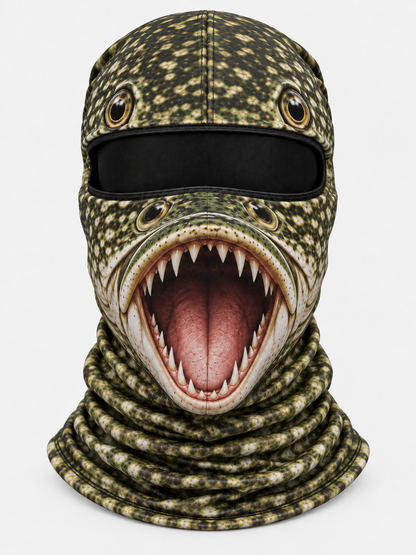 Funny Fish Face Fishing Neck Gaiter – Realistic 3D Fish Mask for Anglers