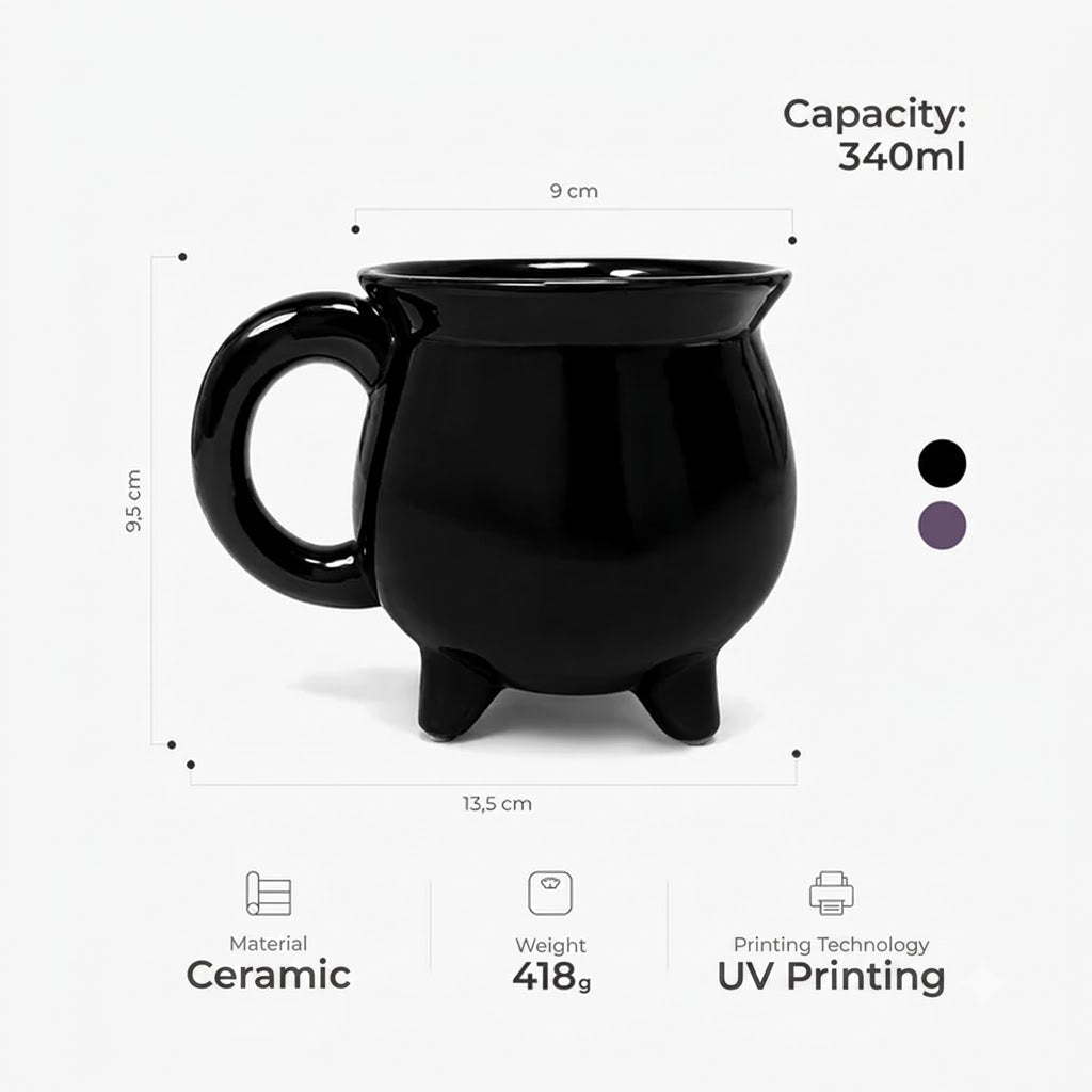Personalized Witch Halloween Cauldron Mug, Custom Name Ceramic Coffee Mug