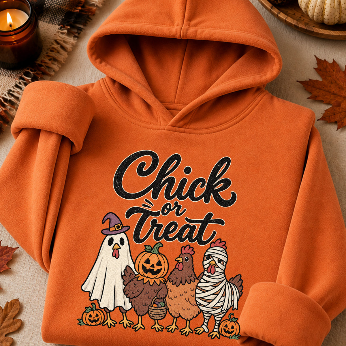 Chick or Treat Halloween T-Shirt, Costume Chicken and Pumpkin Graphic Tee