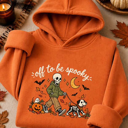 Off to Be Spooky Skeleton Walking Dog Halloween T-Shirt
