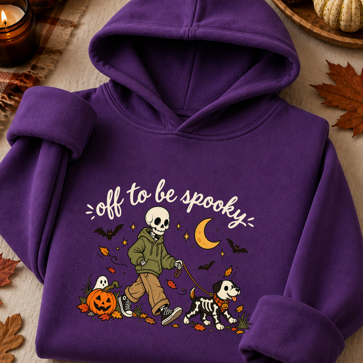 Off to Be Spooky Skeleton Walking Dog Halloween T-Shirt