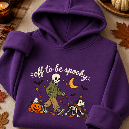 Off to Be Spooky Skeleton Walking Dog Halloween T-Shirt