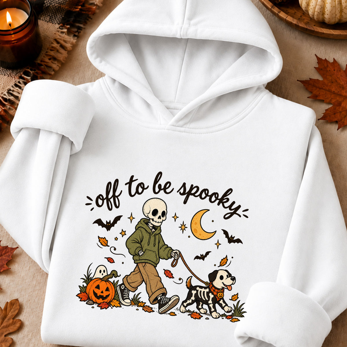 Off to Be Spooky Skeleton Walking Dog Halloween T-Shirt