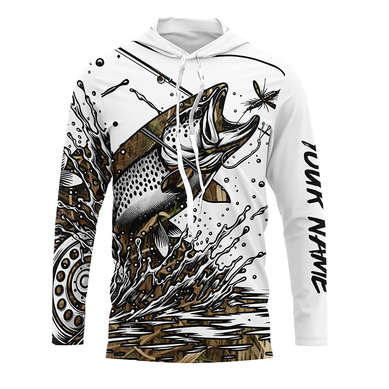Custom Name Trout Fly Fishing UPF Hoodie & Long Sleeve