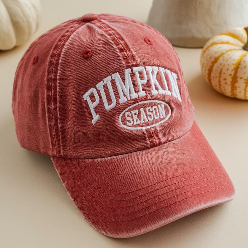 Embroidered Halloween Washed Hat – Ghost & Pumpkin Cotton Cap