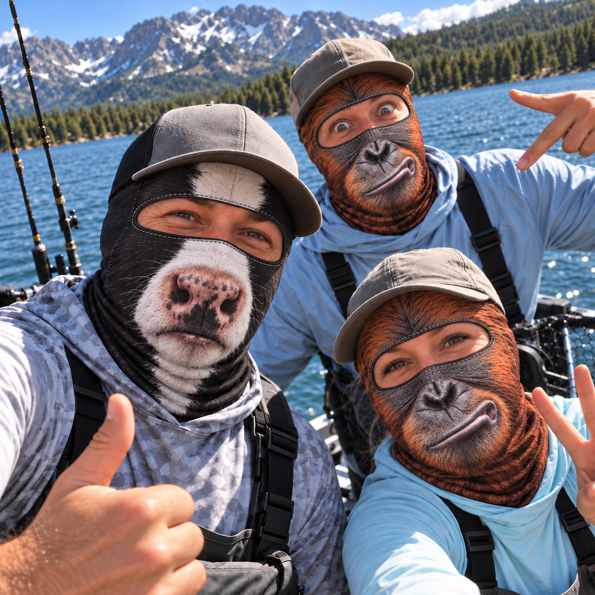 Realistic Trout Face Fishing Neck Gaiter – Funny Angler Face Cover