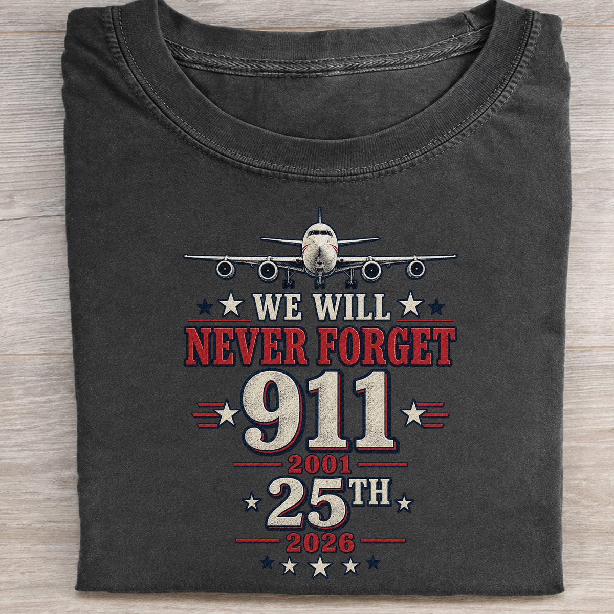 We Will Never Forget 9/11 25th Anniversary Airplane T-Shirt