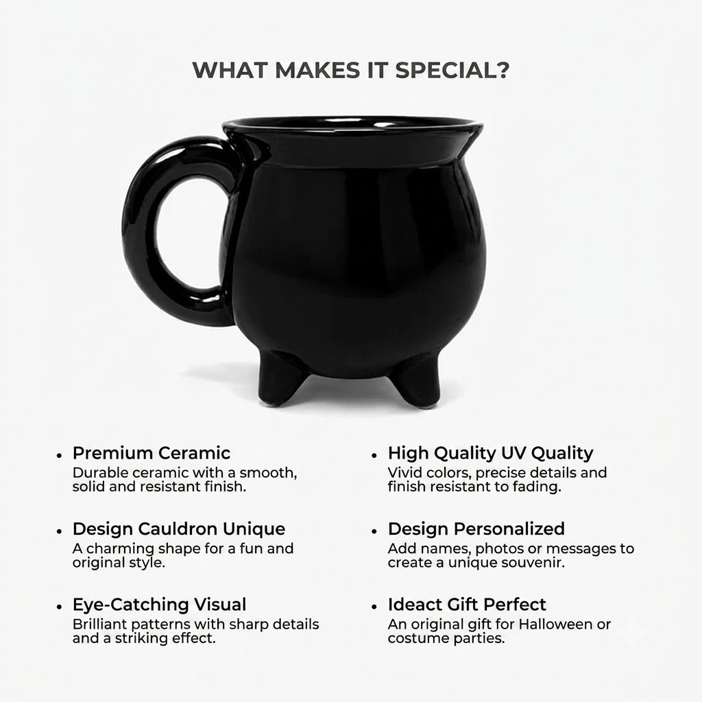 Personalized Witch Halloween Cauldron Mug, Custom Name Ceramic Coffee Mug
