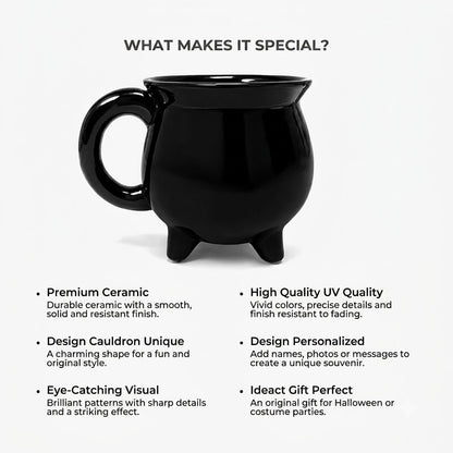 Personalized Witch Halloween Cauldron Mug, Custom Name Ceramic Coffee Mug