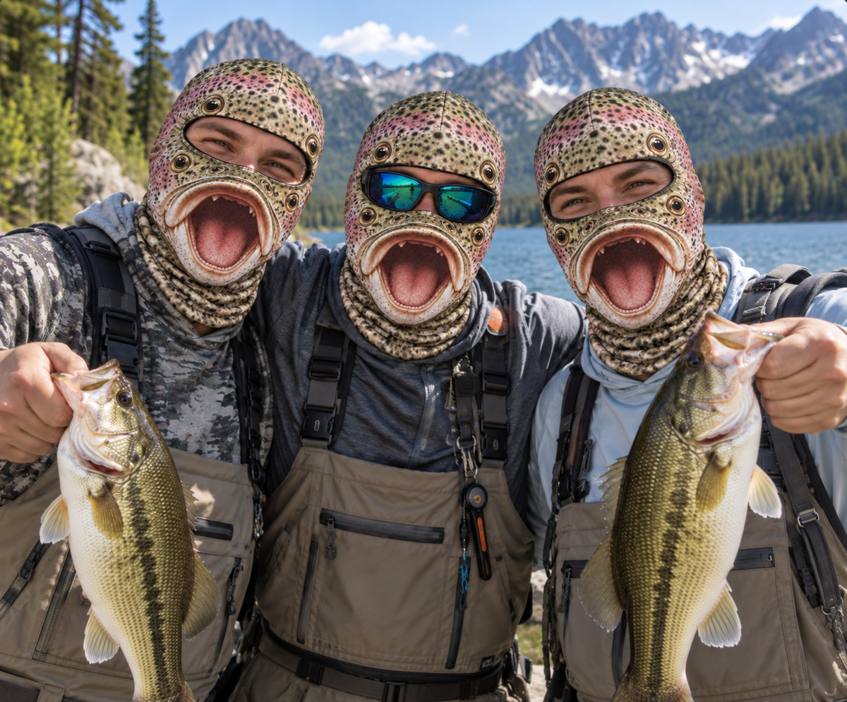 Funny Fish Face Fishing Neck Gaiter – Realistic 3D Fish Mask for Anglers