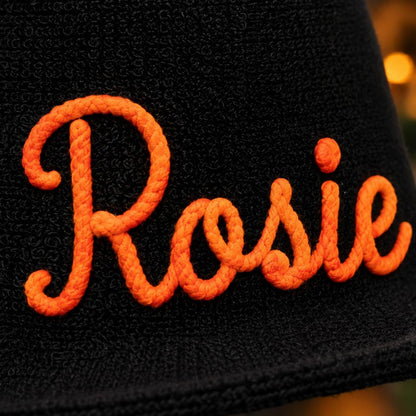 Personalized Kids Witch Hat, Custom Embroidered Black Cotton Halloween Hat, Wizard Costume Hat for Kids