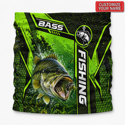 Personalized Bass and Lure Neon Green Fishing Mask