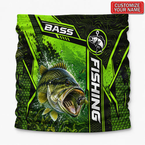 Personalized Bass and Lure Neon Green Fishing Mask