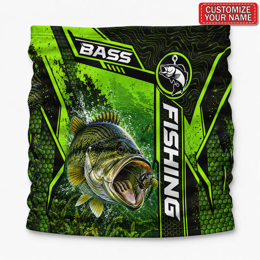 Personalized Bass and Lure Neon Green Fishing Mask