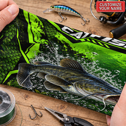 Personalized Bass and Lure Neon Green Fishing Mask