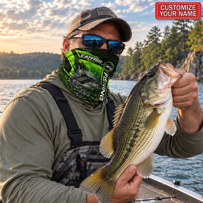 Personalized Bass and Lure Neon Green Fishing Mask