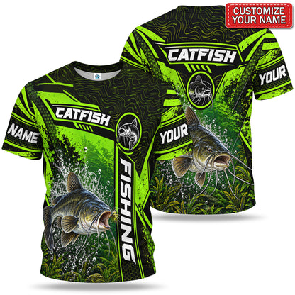 Personalized Neon Green Bass and Lure Fishing T-Shirt