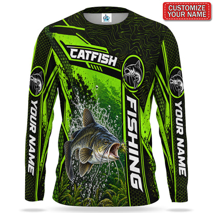 Personalized Neon Green Bass UPF Sun Protection Fishing Long Sleeve Shirt