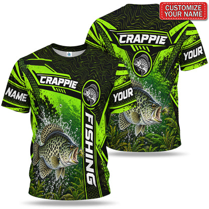 Personalized Neon Green Bass and Lure Fishing T-Shirt