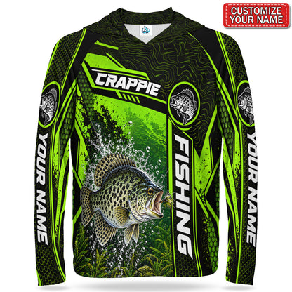Personalized Neon Green Bass and Lure UPF Sun Protection Fishing Hoodie