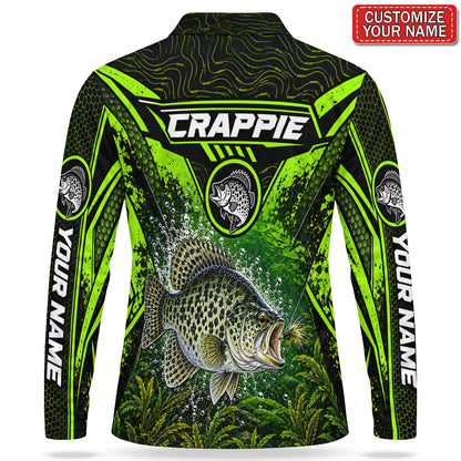 Personalized Neon Green Bass Fishing Men's Long Sleeve Polo