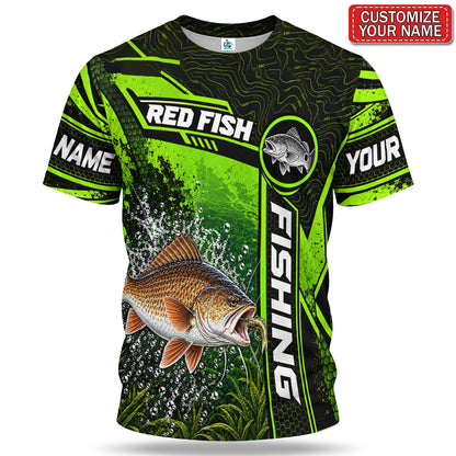 Personalized Neon Green Bass and Lure Fishing T-Shirt