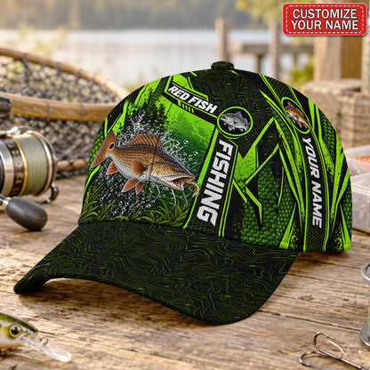 Personalized Neon Green Bass Fishing Baseball Cap