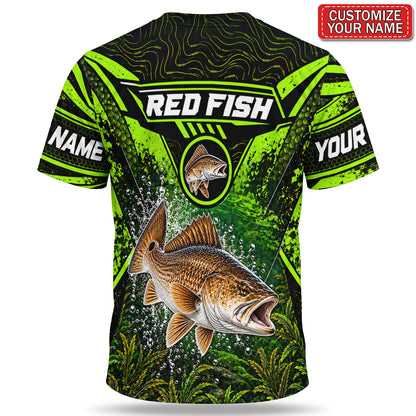 Personalized Neon Green Bass and Lure Fishing T-Shirt