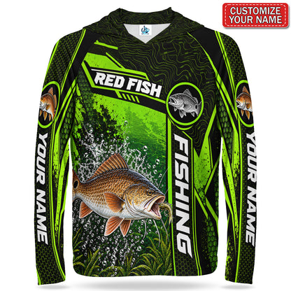 Personalized Neon Green Bass and Lure UPF Sun Protection Fishing Hoodie